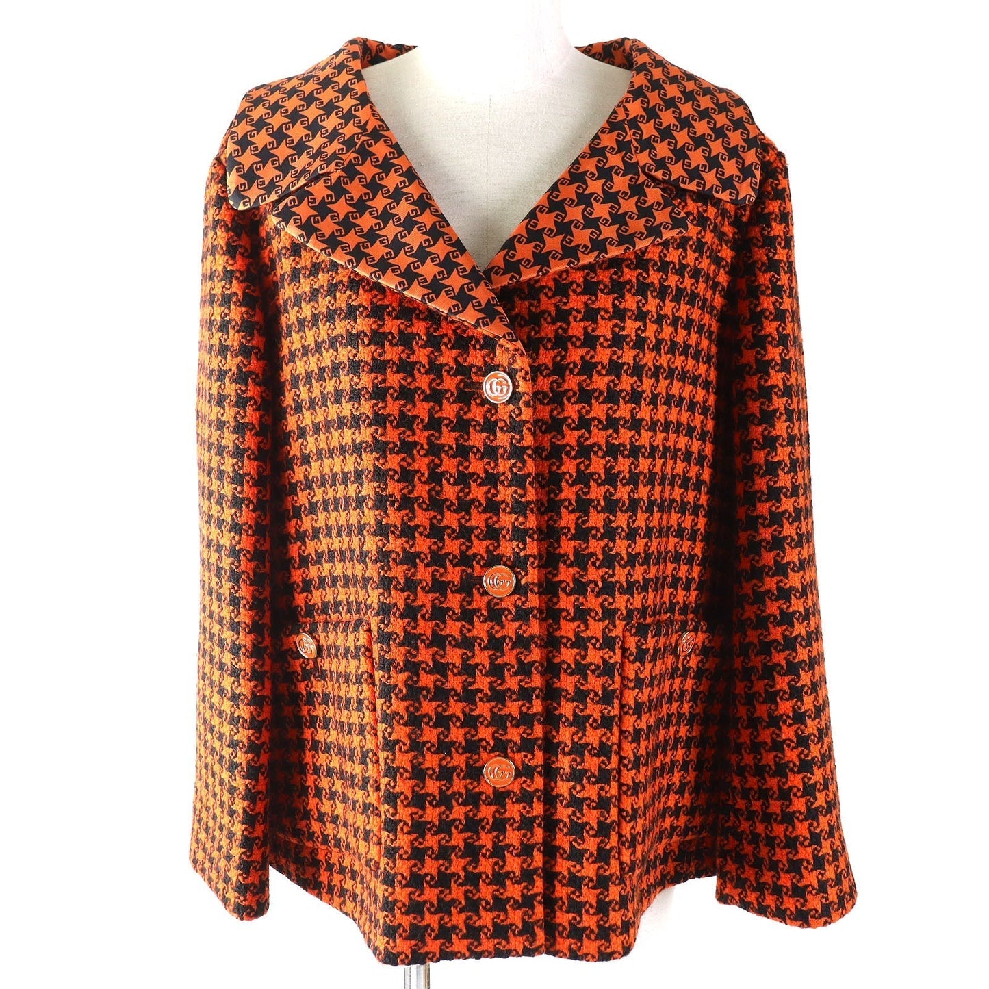 GUCCI Wool Nylon Silk Jacket Orange Black 42