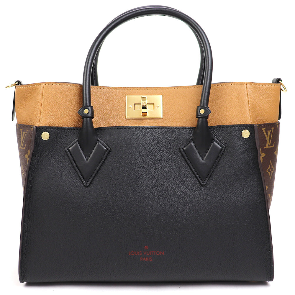 Louis Vuitton On My Side MM Noir Brown Monogram Canvas Leather 2way