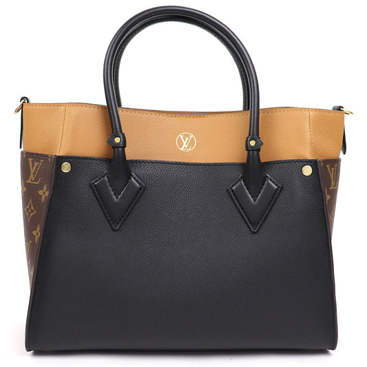 Louis Vuitton On My Side MM Noir Brown Monogram Canvas Leather 2way