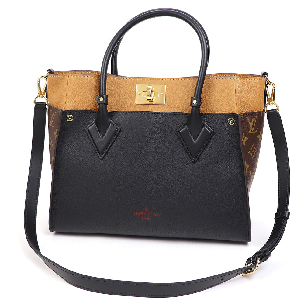 Louis Vuitton On My Side MM Noir Brown Monogram Canvas Leather 2way