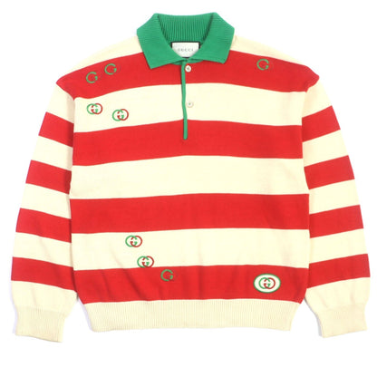 GUCCI Cotton Interlocking G Knit Polo Shirt XL