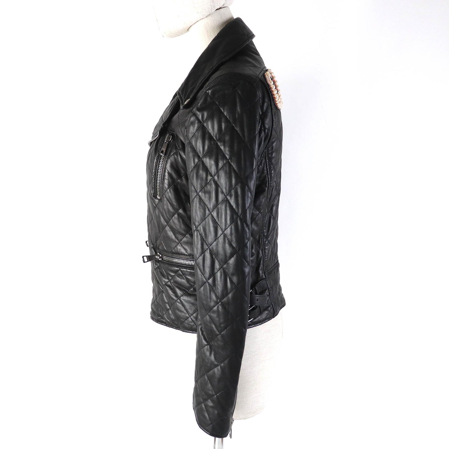 Gucci Pearl logo Rider Jacket Lamb Leather Jacket