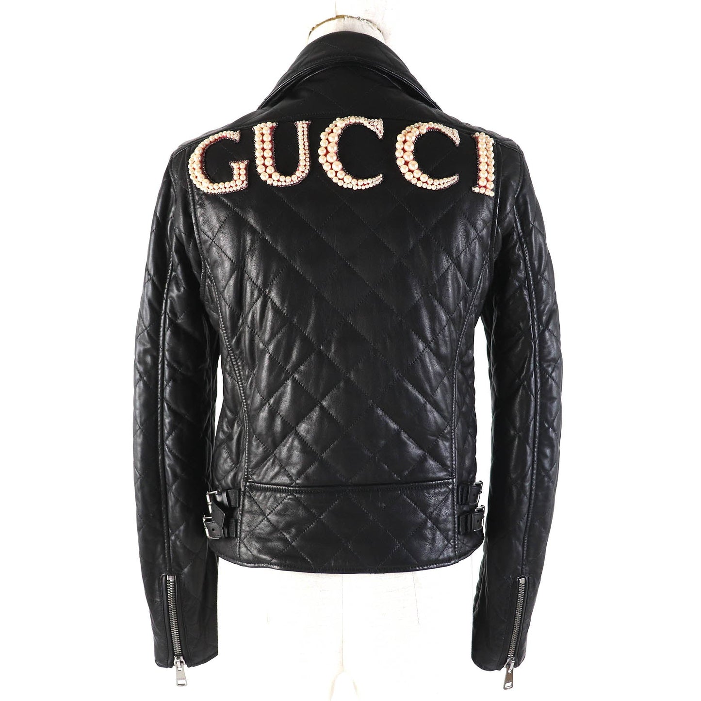 Gucci Pearl logo Rider Jacket Lamb Leather Jacket
