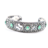 GUCCI Crystal Floral G Bangle Silver Bracelet