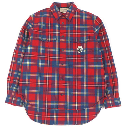 Gucci Wool Nylon Skunk Patch Tartan Shirt