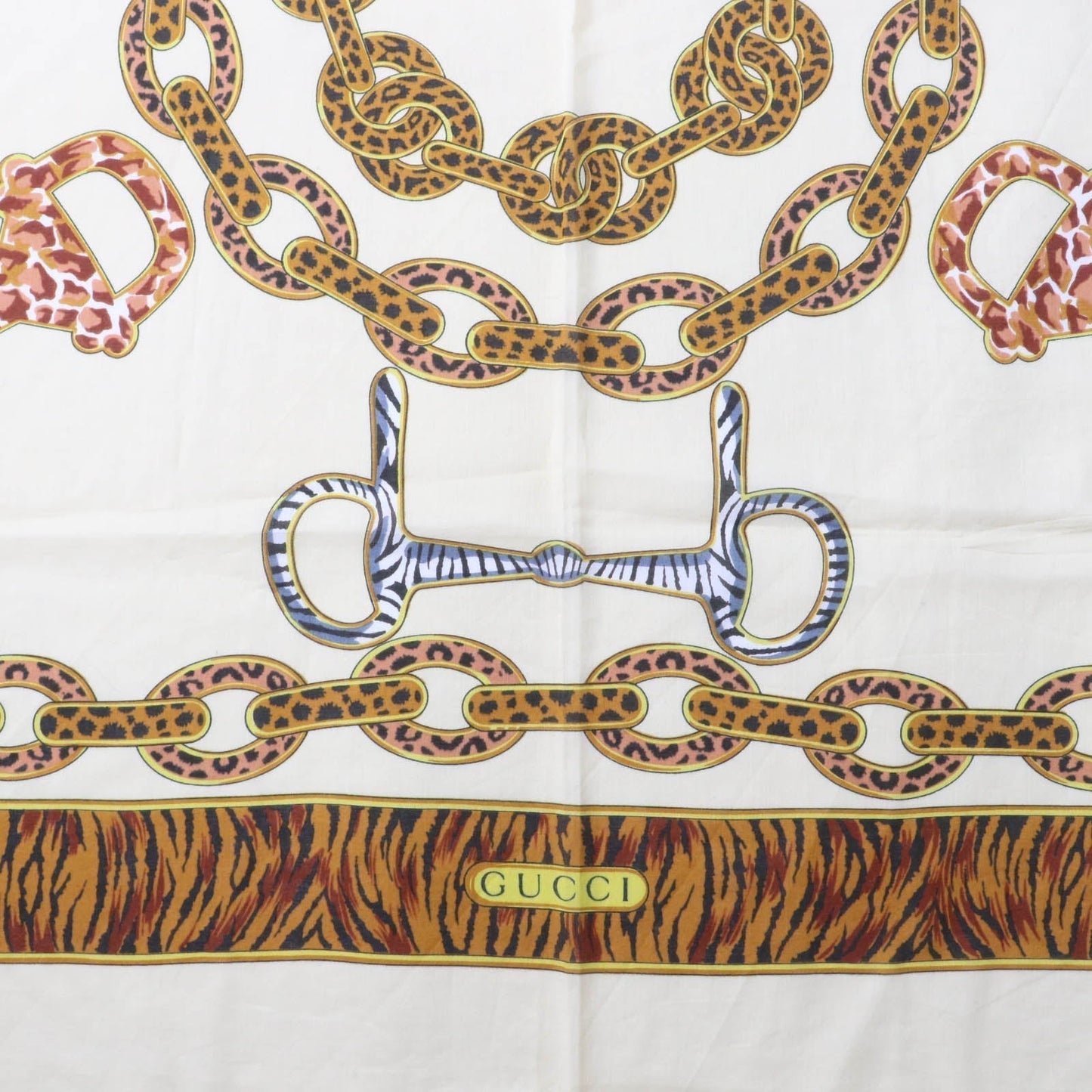 Gucci Stall Animal Pattern Horsebit Cotton Large Shawl