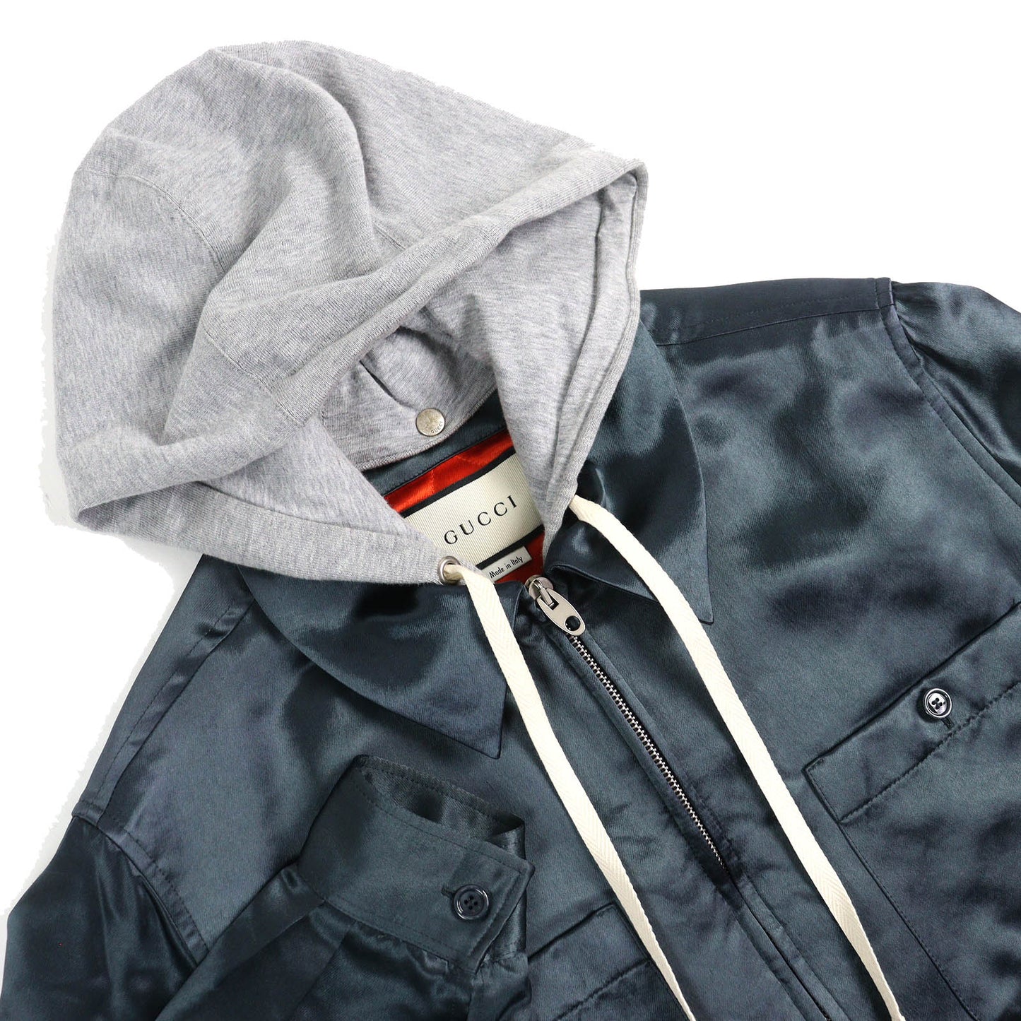 Gucci WORLD WIDE Logo patch acetate cotton shirt jacket