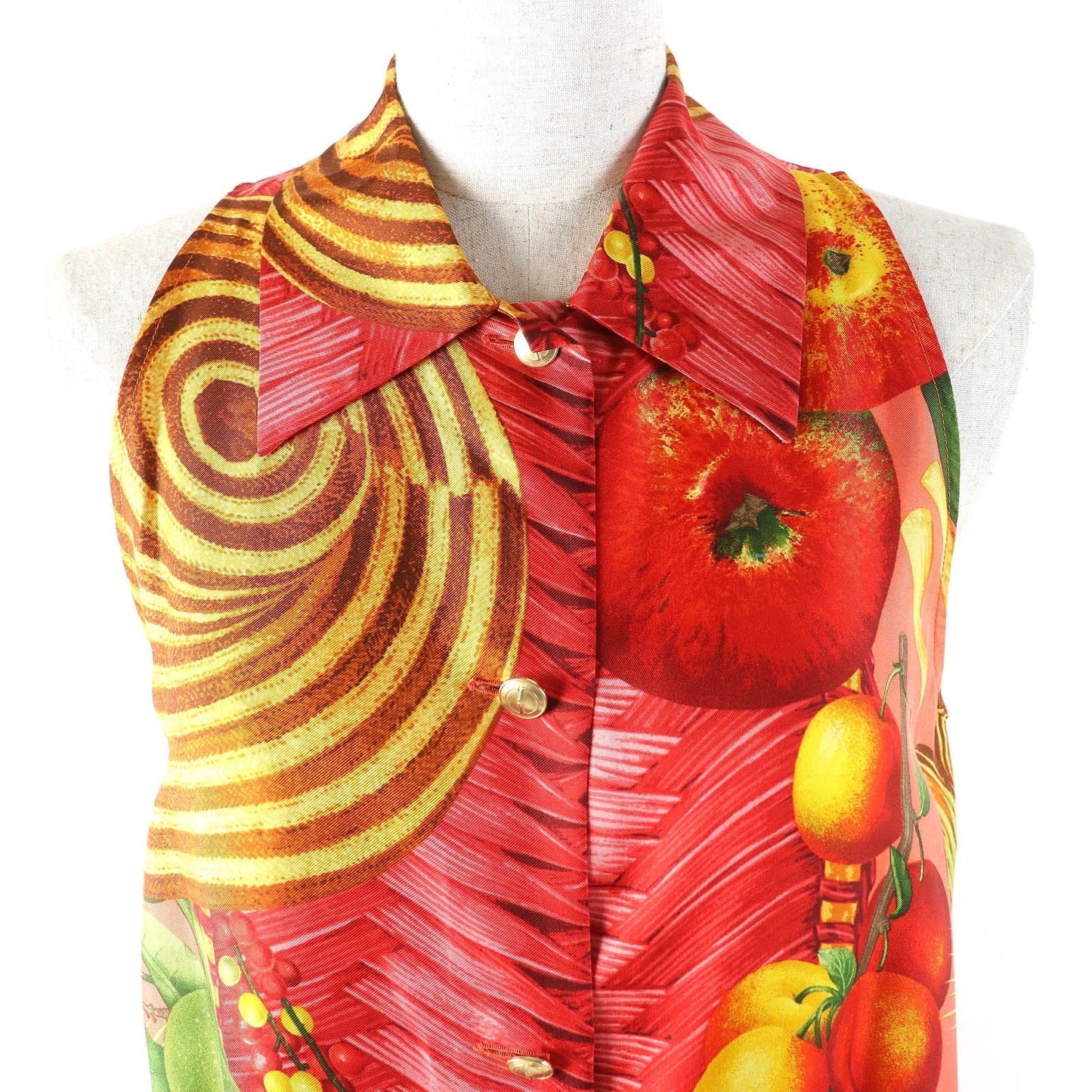Gucci Tom Ford logo fruit print silk sleeveless shirt
