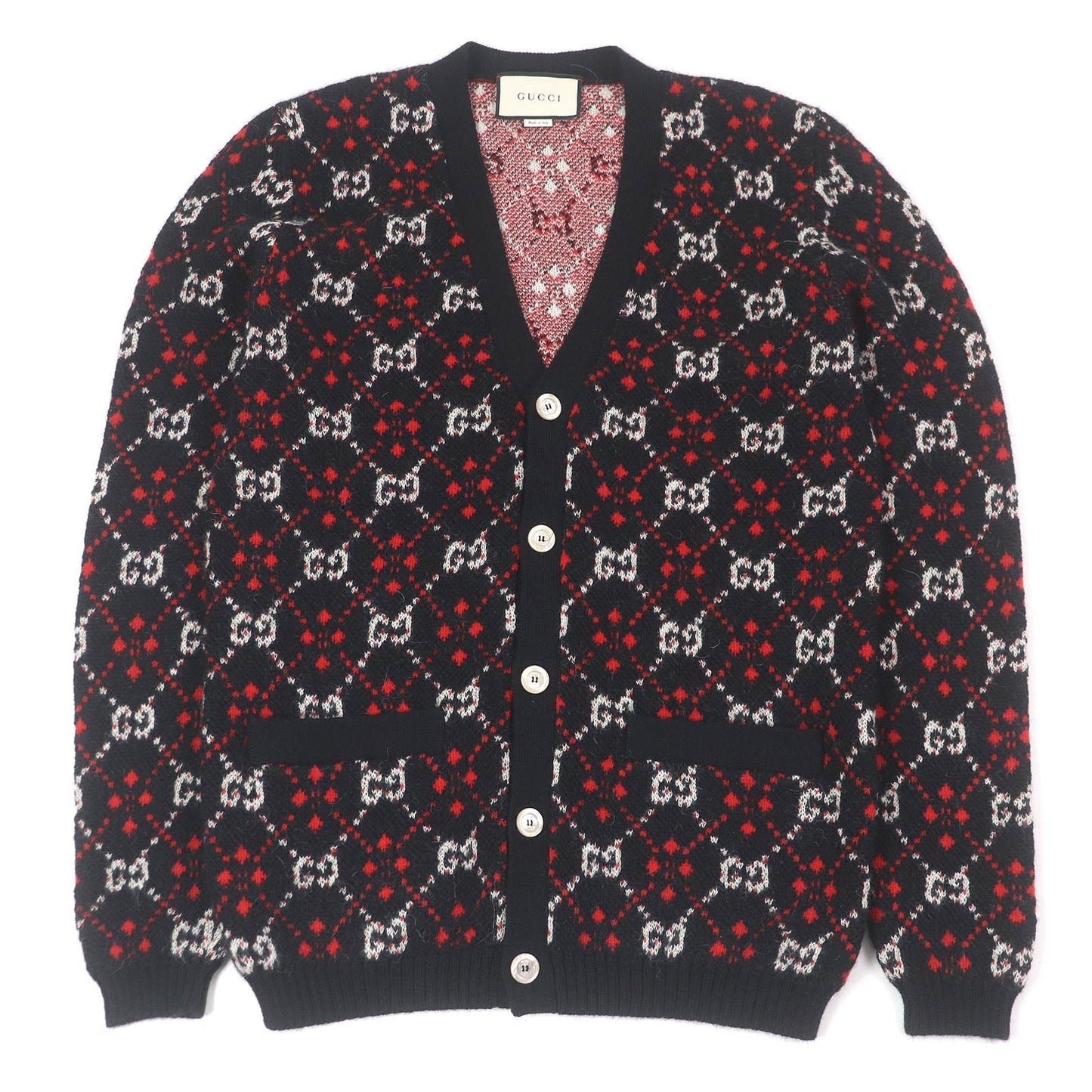 Gucci GG Diamond Argyle Alpaca Wool Cardigan