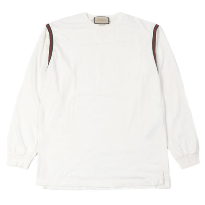 Gucci Web line logo embroidery cotton wool long-sleeved T-shirt