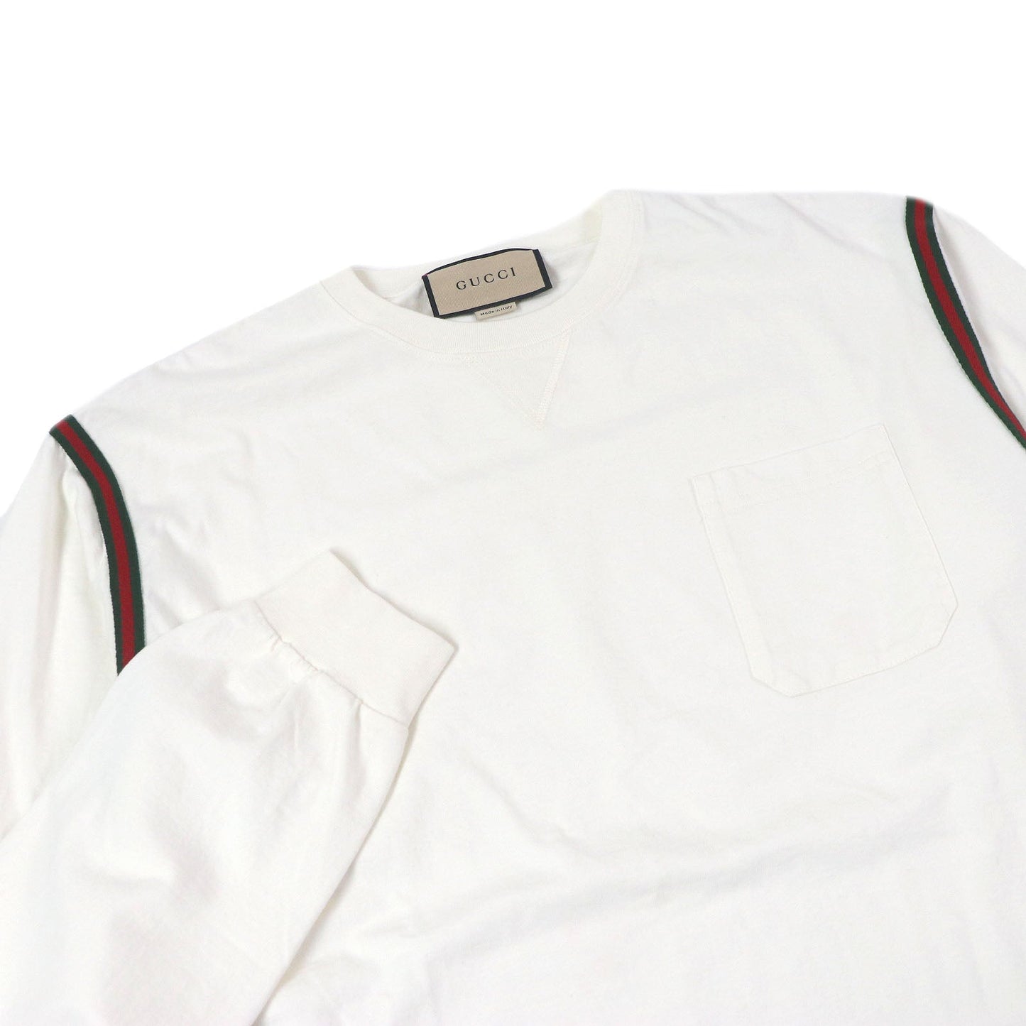 Gucci Web line logo embroidery cotton wool long-sleeved T-shirt