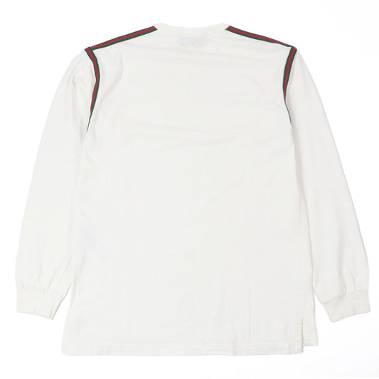 Gucci Web line logo embroidery cotton wool long-sleeved T-shirt