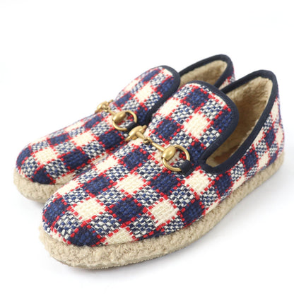 Gucci Horsebit tweed boa leather espadrilles