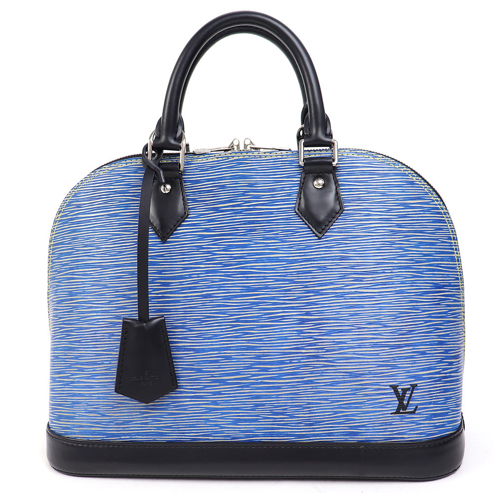 Louis Vuitton Alma PM Epi Denim Leather Handbag Boston Bag Blue