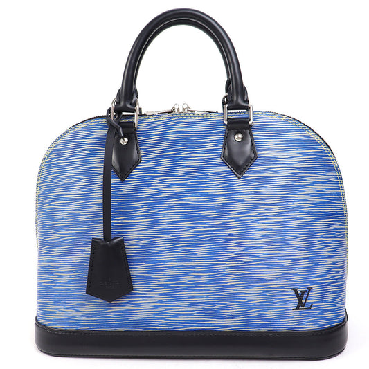 Louis Vuitton Alma PM Epi Denim Leather Handbag Boston Bag Blue