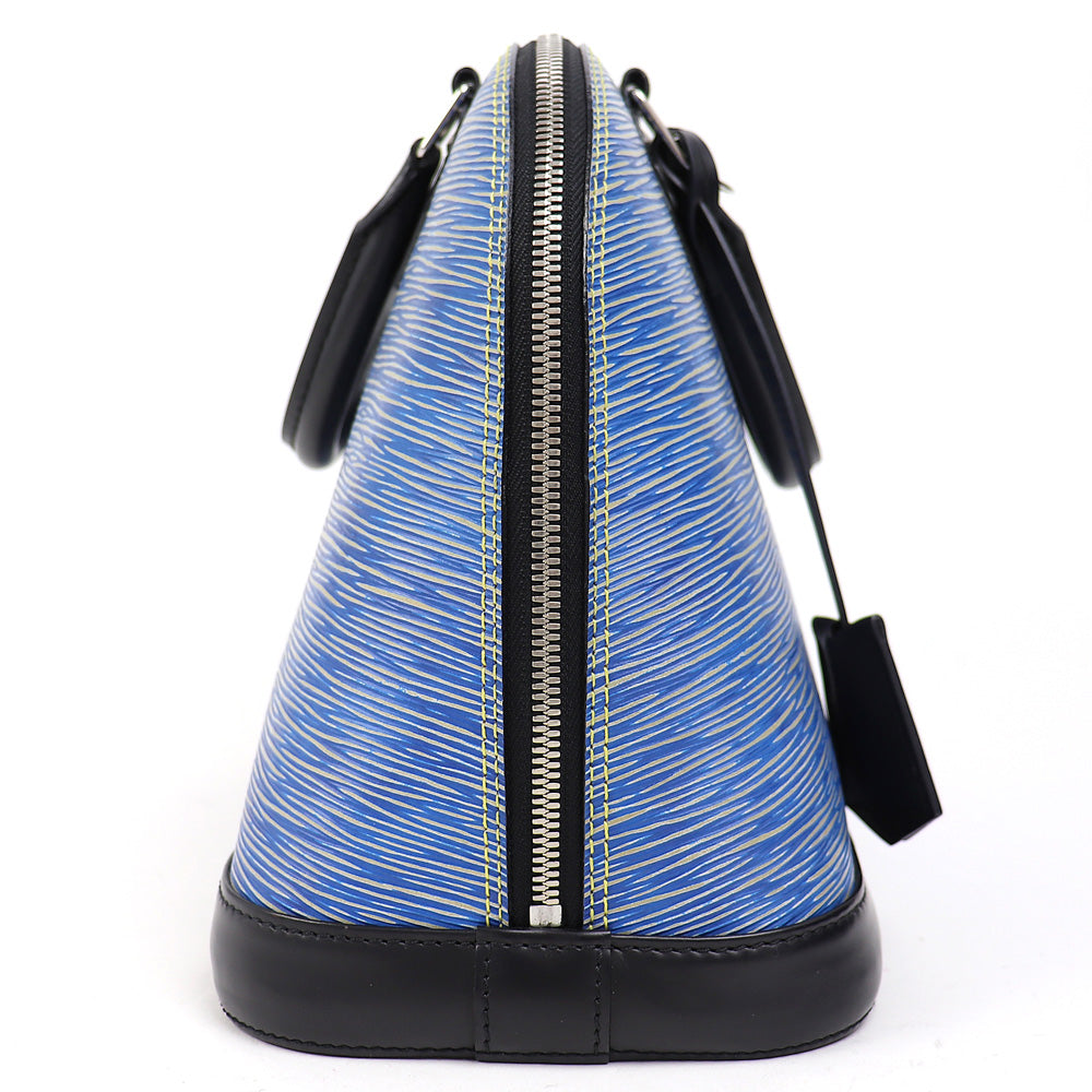 Louis Vuitton Alma PM Epi Denim Leather Handbag Boston Bag Blue