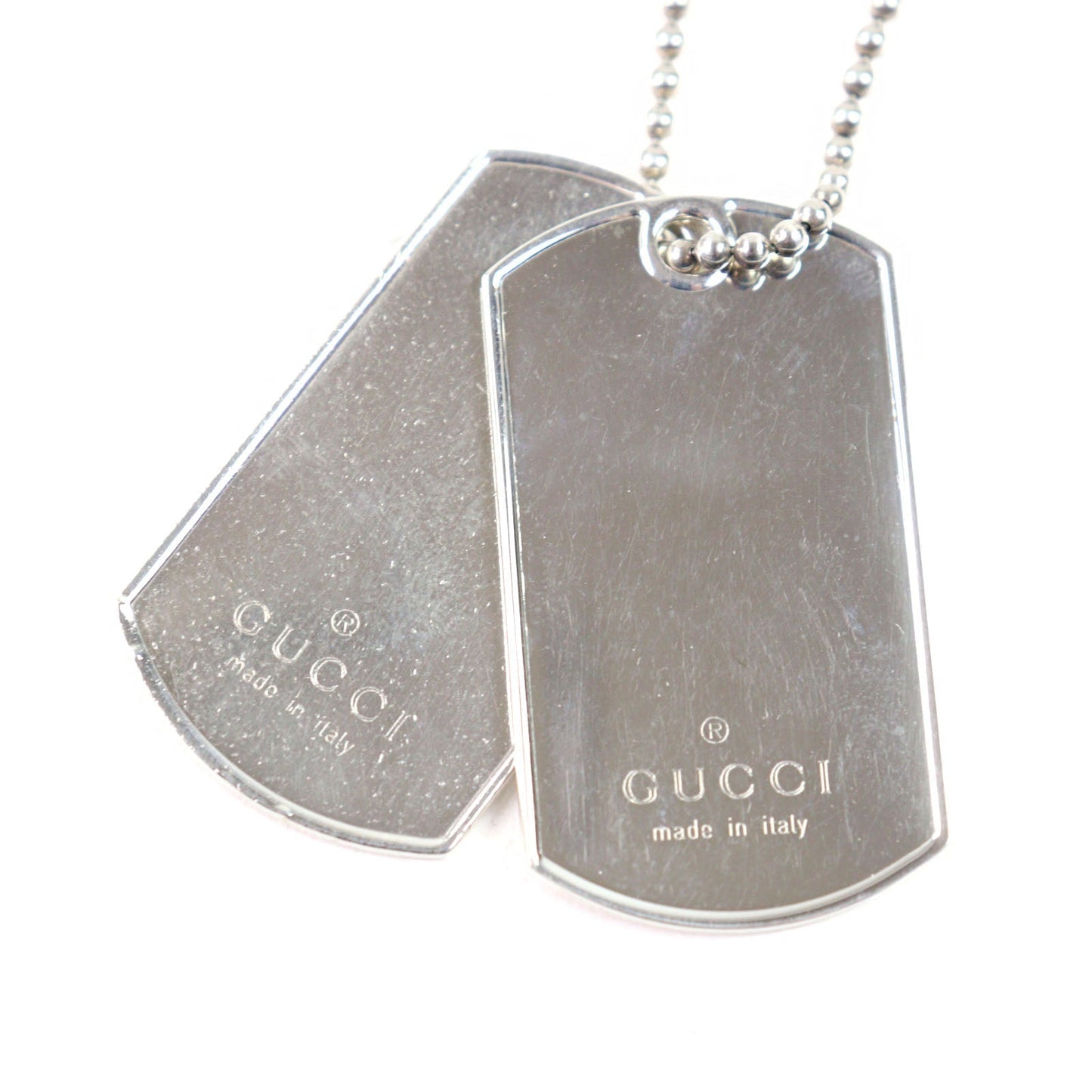 Gucci Logo engraved Double dog tag Silver 925 Necklace