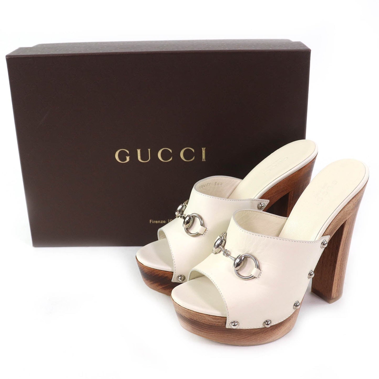 Gucci Horsebit Leather Wood Sole Sandals