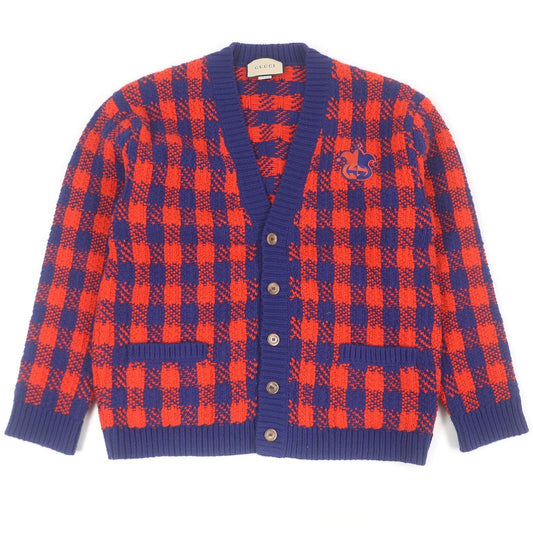 Gucci Check Pattern Wool Cardigan