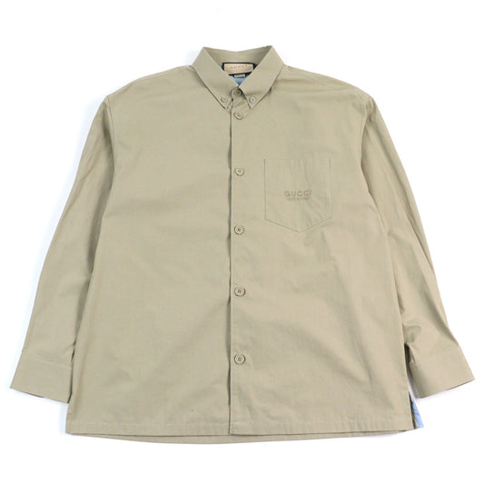 Gucci Embroidered Logo Long Sleeve Shirt Cotton Shirt