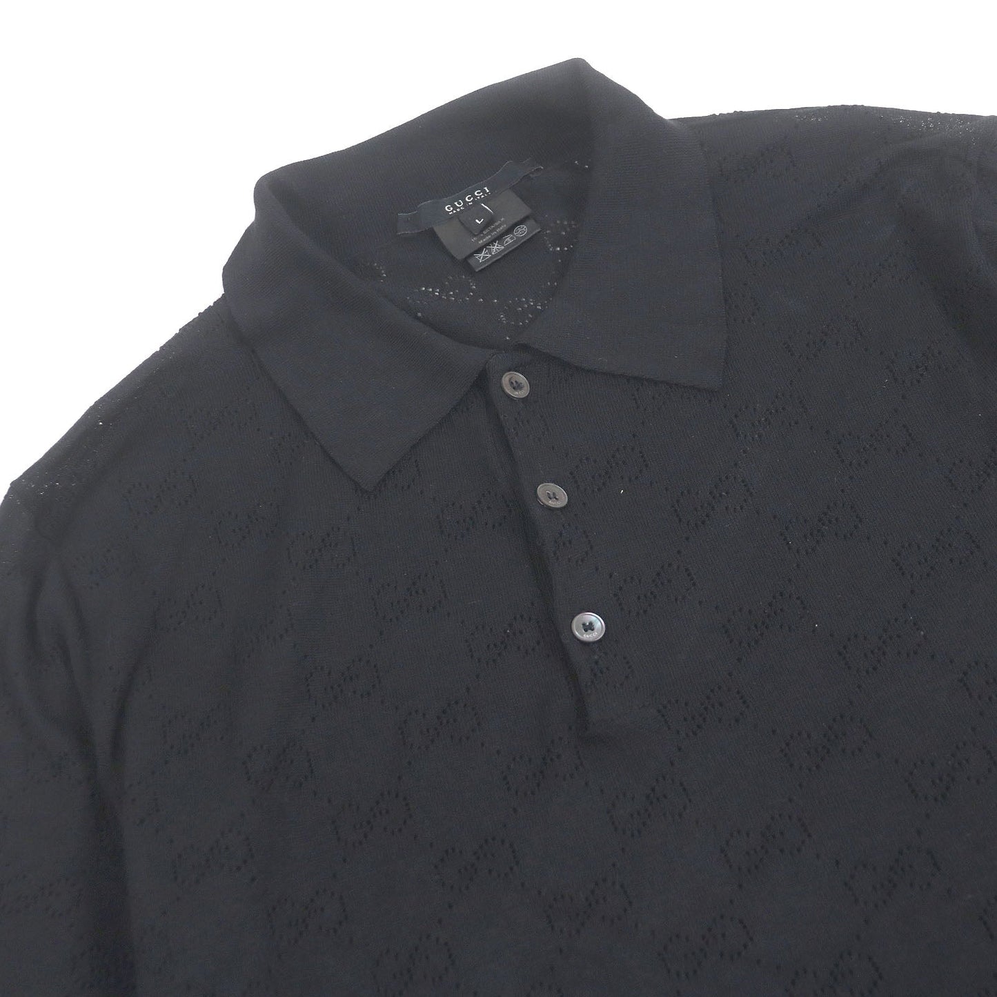 Gucci GG logo silk knit polo shirt