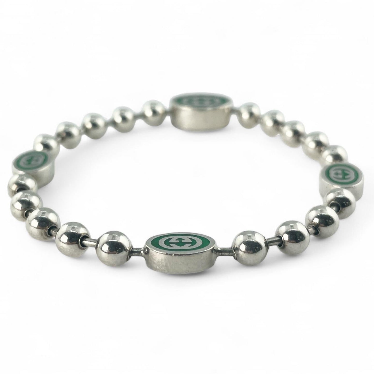 Gucci Interlocking G Ball Chain AG925 Bracelet Size 17