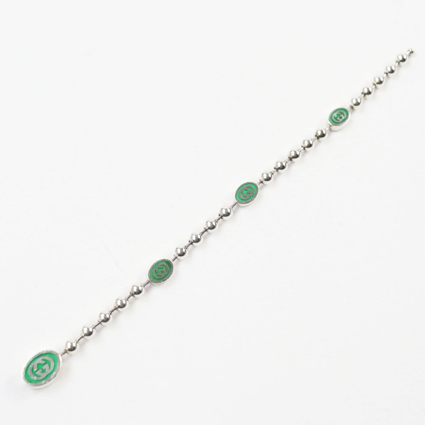 Gucci Interlocking G Ball Chain AG925 Bracelet Size 17