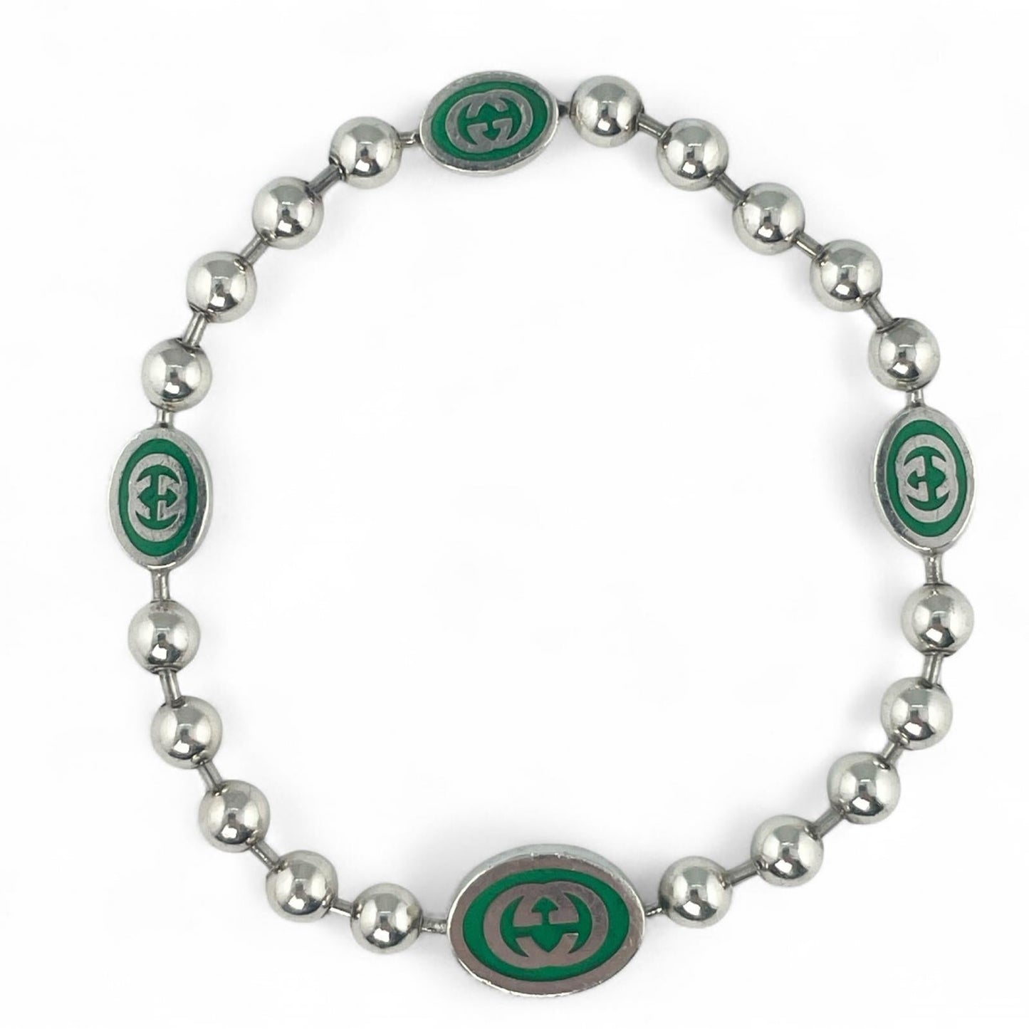 Gucci Interlocking G Ball Chain AG925 Bracelet Size 17
