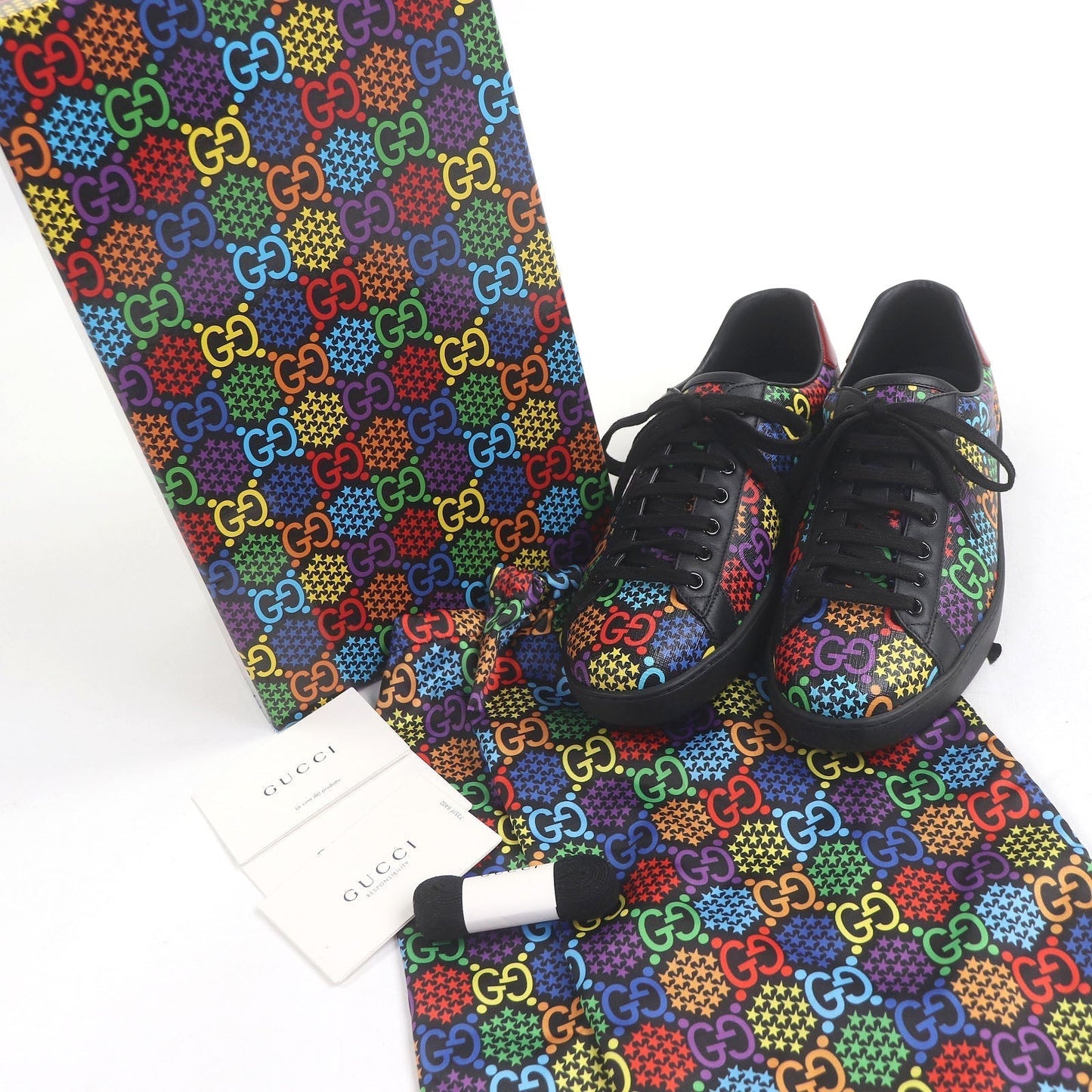 Gucci GG logo Star Print Calfskin Sneakers
