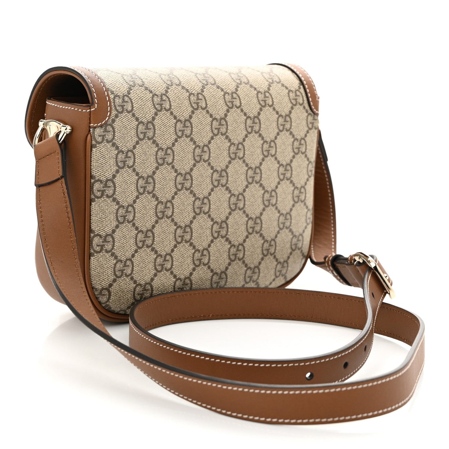 Amelia GG Supreme Monogram Horsebit 1955 Soft Small Shoulder Bag Beige Brown