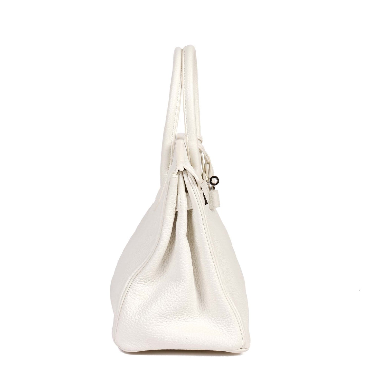 Hermes White Clemence Leather Birkin 30cm Retourne Tote