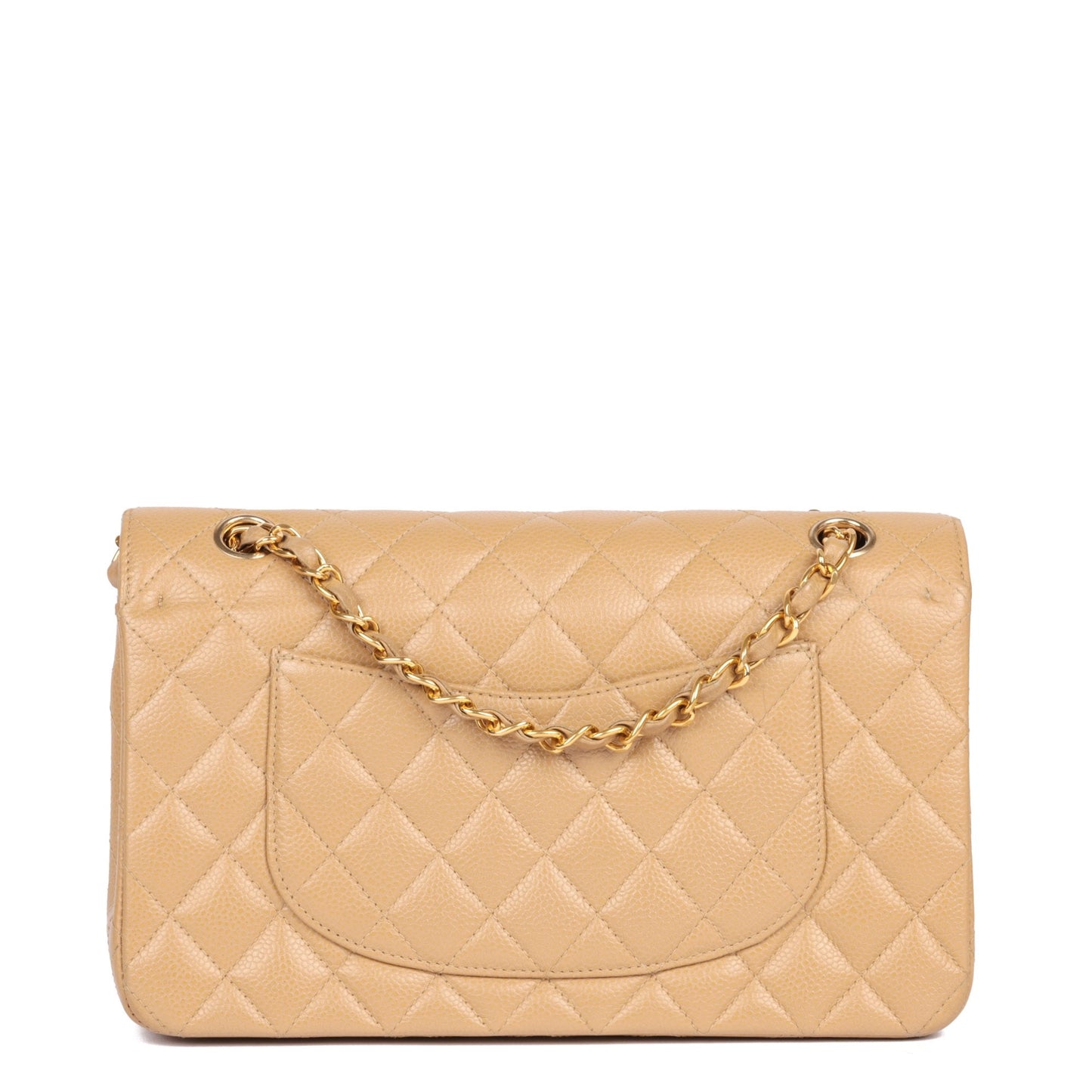 Chanel Beige Quilted Caviar Leather Medium Classic Double Flap Bag