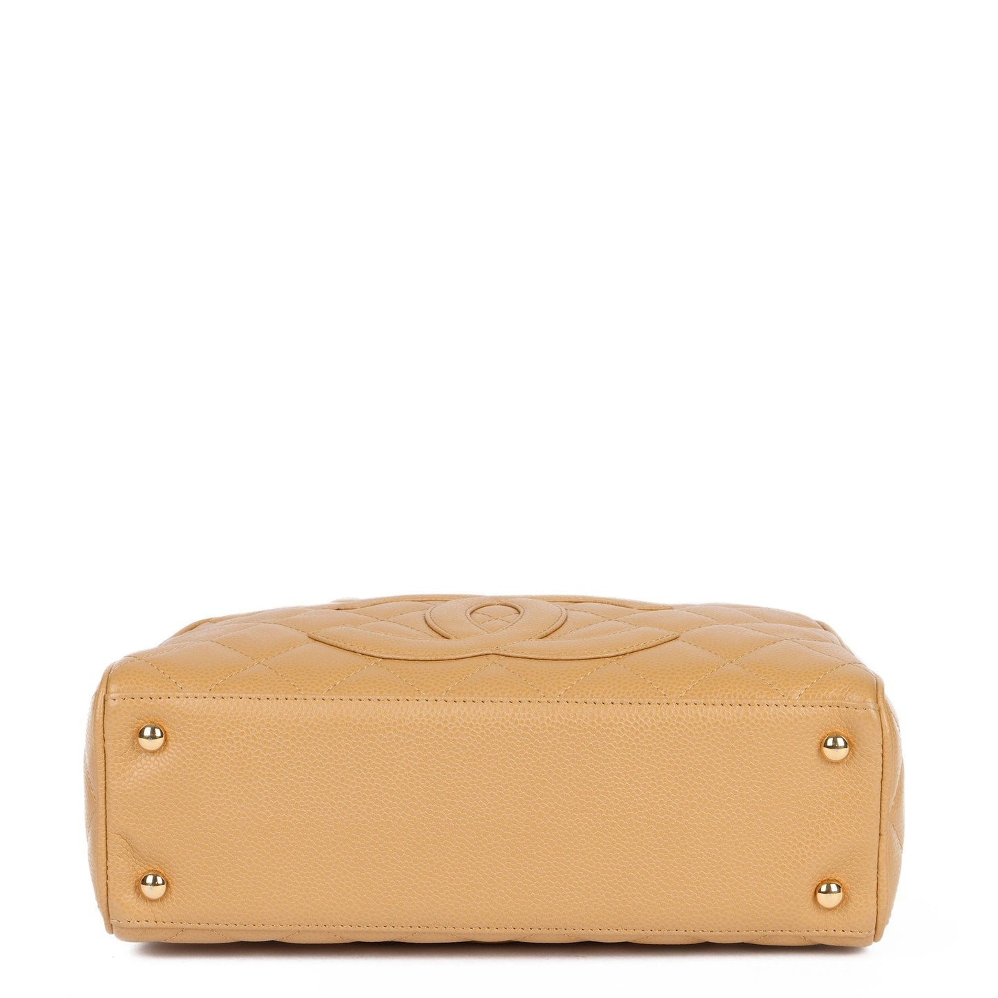 Chanel Beige Quilted Caviar Leather Mini Boston Tote