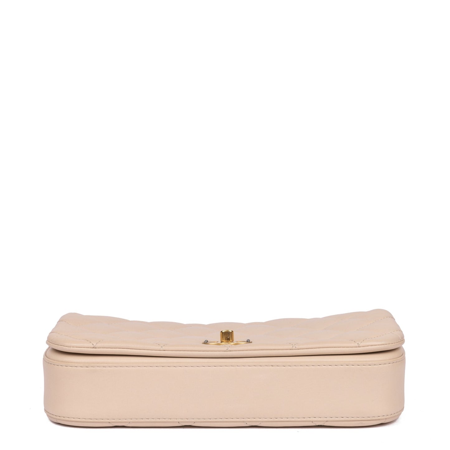 Chanel Beige Quilted Lambskin Medium Classic Single Full Flap Bag