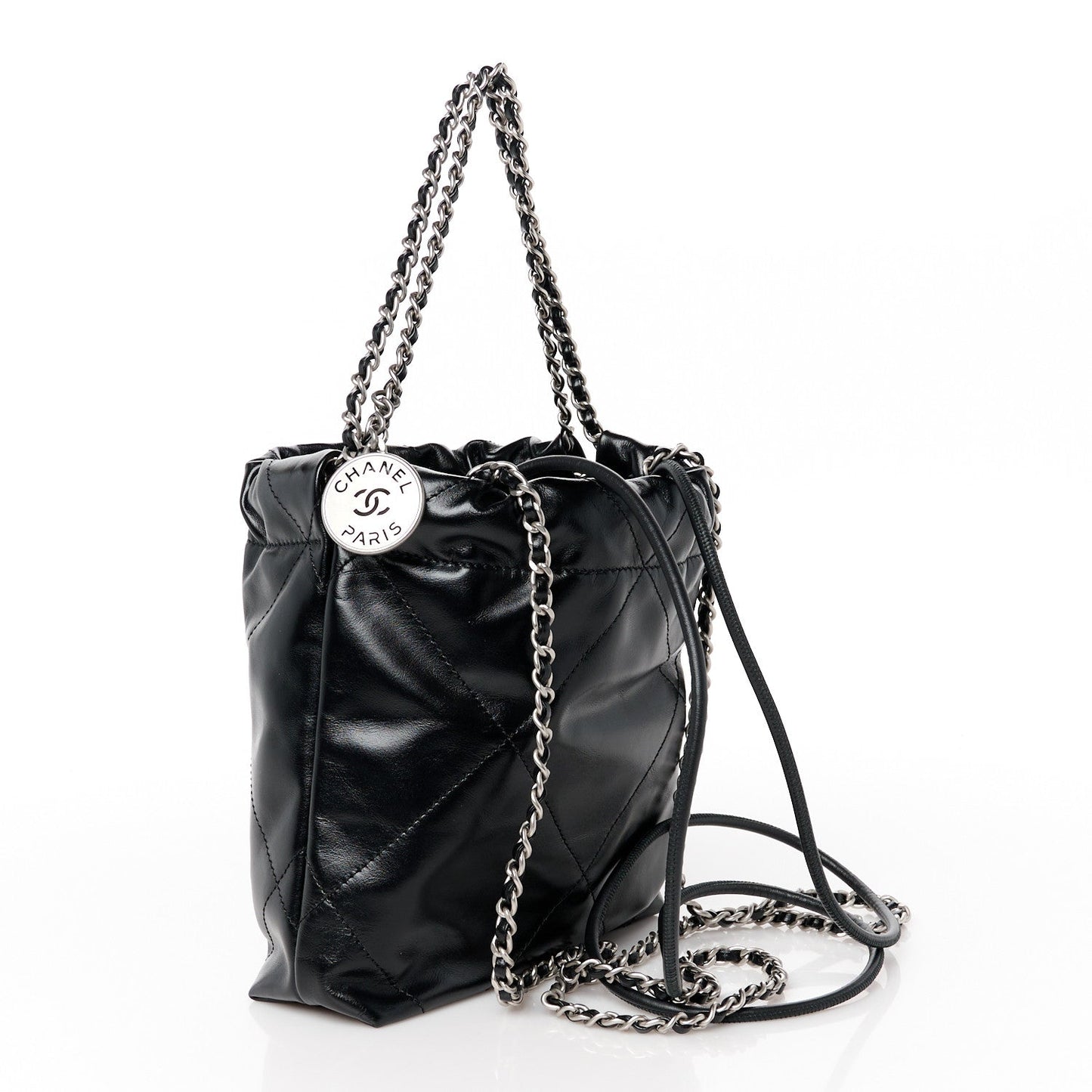 Amelia Shiny Calfskin Quilted Mini 22 Black