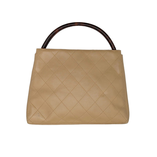 Chanel   Beige Quilted Tortoise Motif Handle Bag