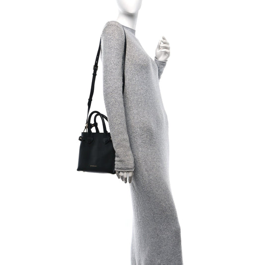 Amelia Derby Calfskin Ho    Check Small Banner Tote Black