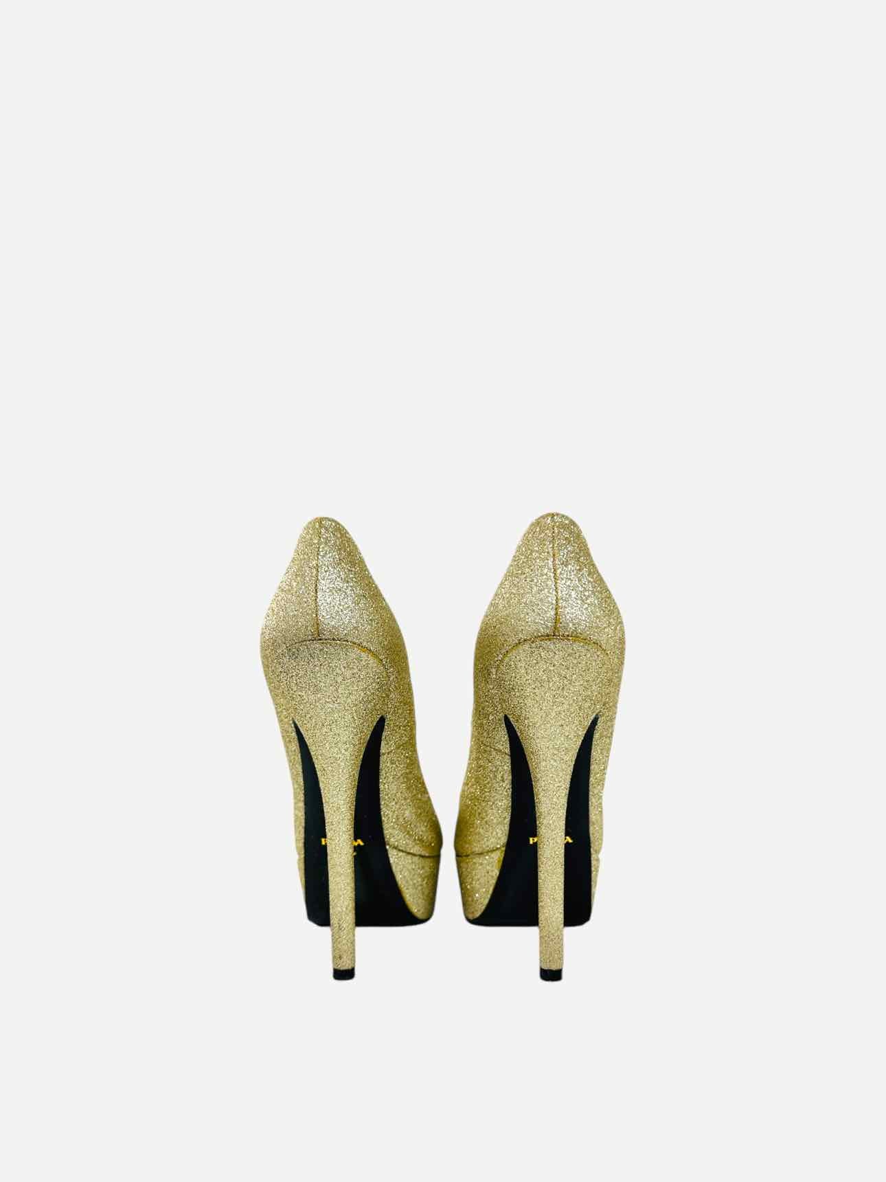 PRADA Peep Toe Gold Size EU 39 Pumps