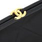 Chanel Fringed Clasp Chain Shoulder Bag Satin Black