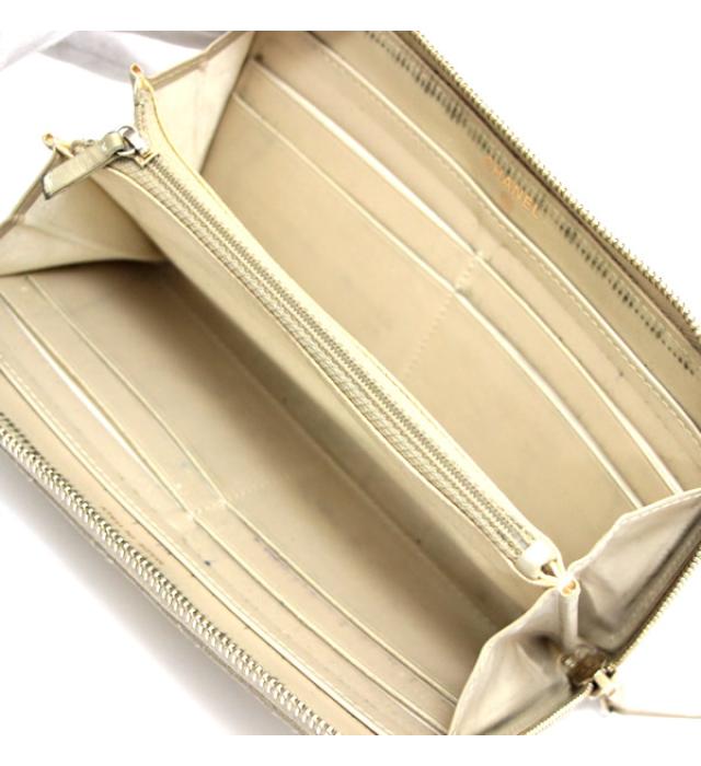 Chanel Matelasse Round Zipper Long Wallet Caviar Skin Gold