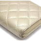 Chanel Matelasse Round Zipper Long Wallet Caviar Skin Gold