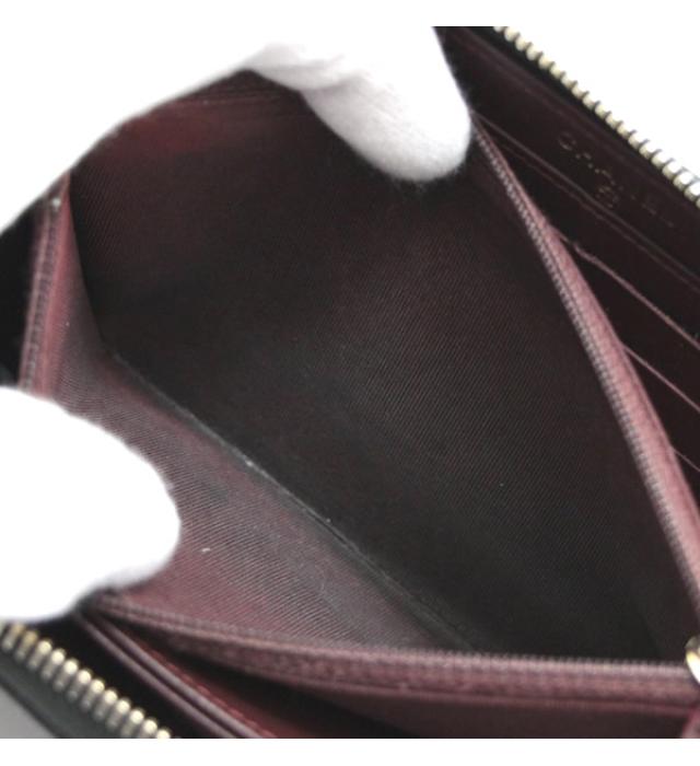 Chanel Matelasse Round Zipper Long Wallet Caviar Skin Black