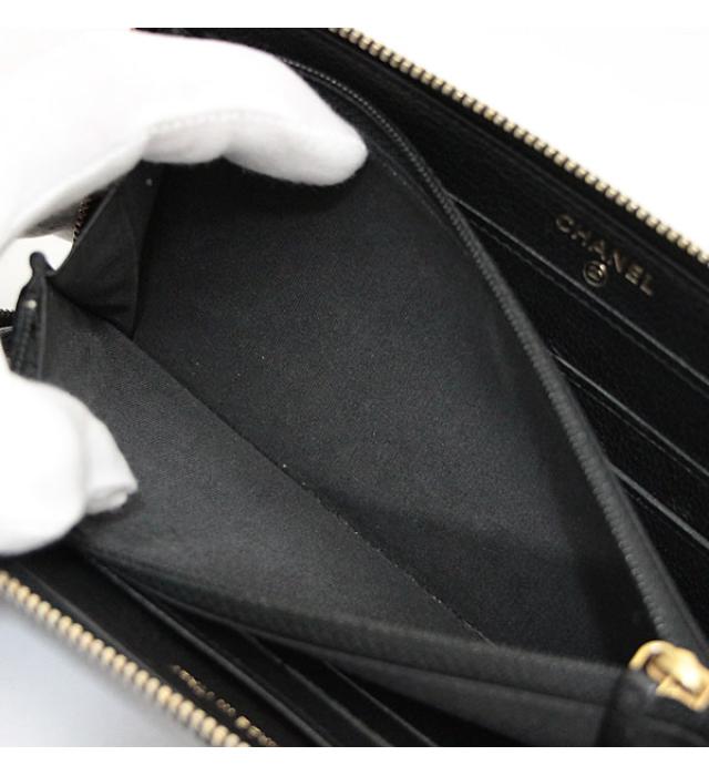 Chanel Matelasse Round Zipper Long Wallet Patent Black