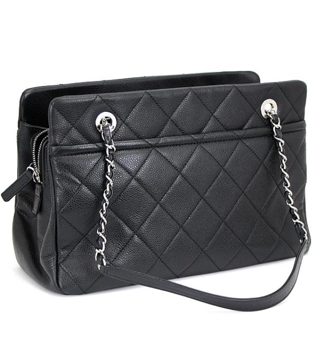 Chanel Matelasse Chain Shoulder Bag Caviar Skin Black