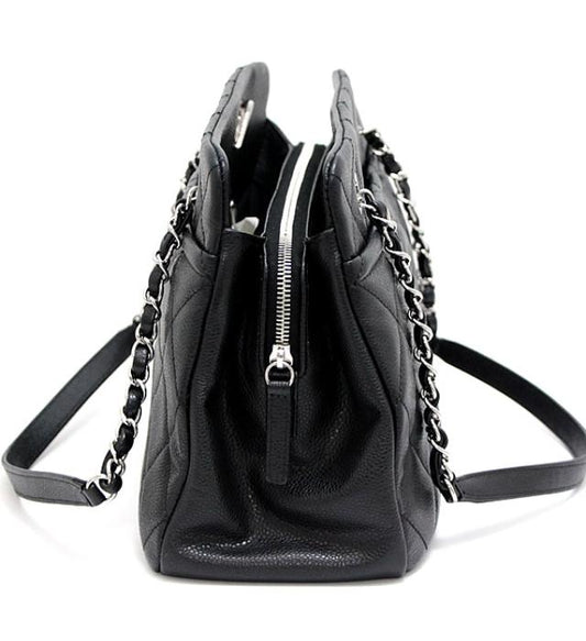 Chanel Matelasse Chain Shoulder Bag Caviar Skin Black
