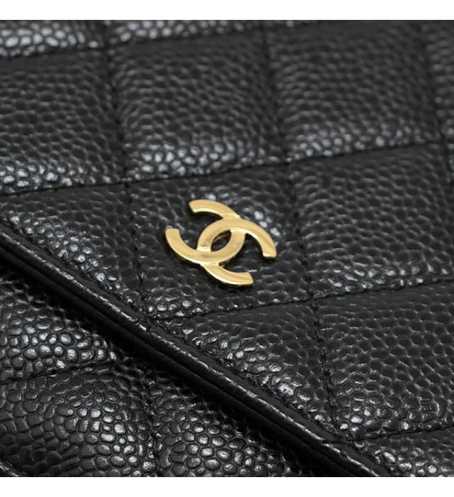 Chanel Matelasse Chain Wallet Caviar Skin G Metal Fittings Wallet
