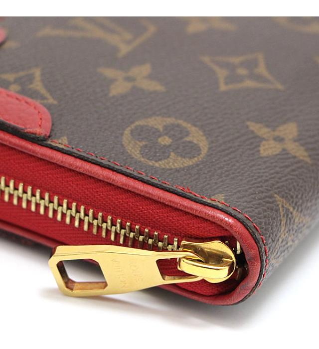 Louis Vuitton Zippy Wallet Retiro Monogram Brown Red