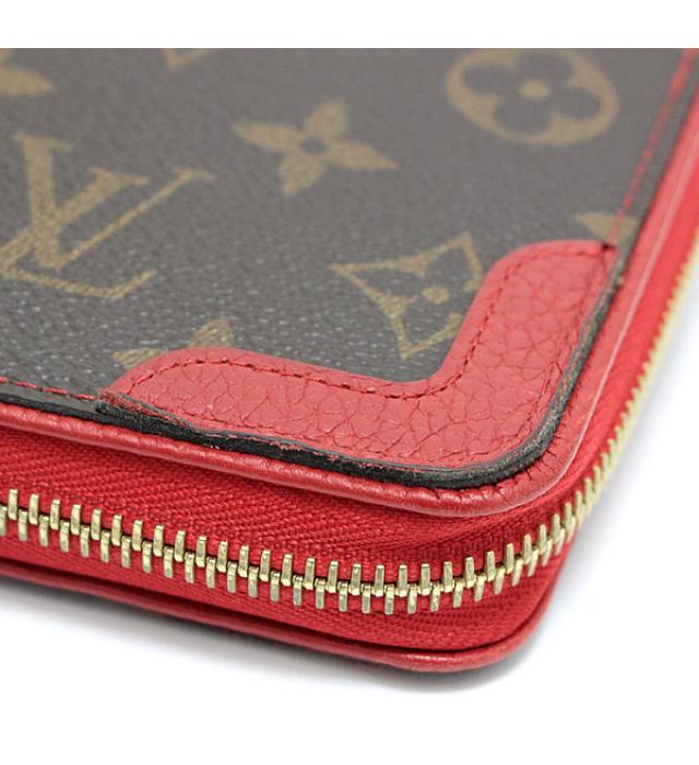 Louis Vuitton Zippy Wallet Retiro Monogram Brown Red