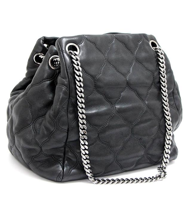 Chanel Chain Shoulder Bag Black Lambskin S Metal Fittings