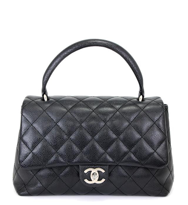 Chanel Kelly Type Handbag Small Black Caviar Skin